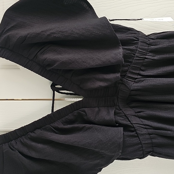 NWT Mila Mae Flutter Sleeve Tiered w Back Tie Maxi Dress Black Medium - Picture 6 of 14